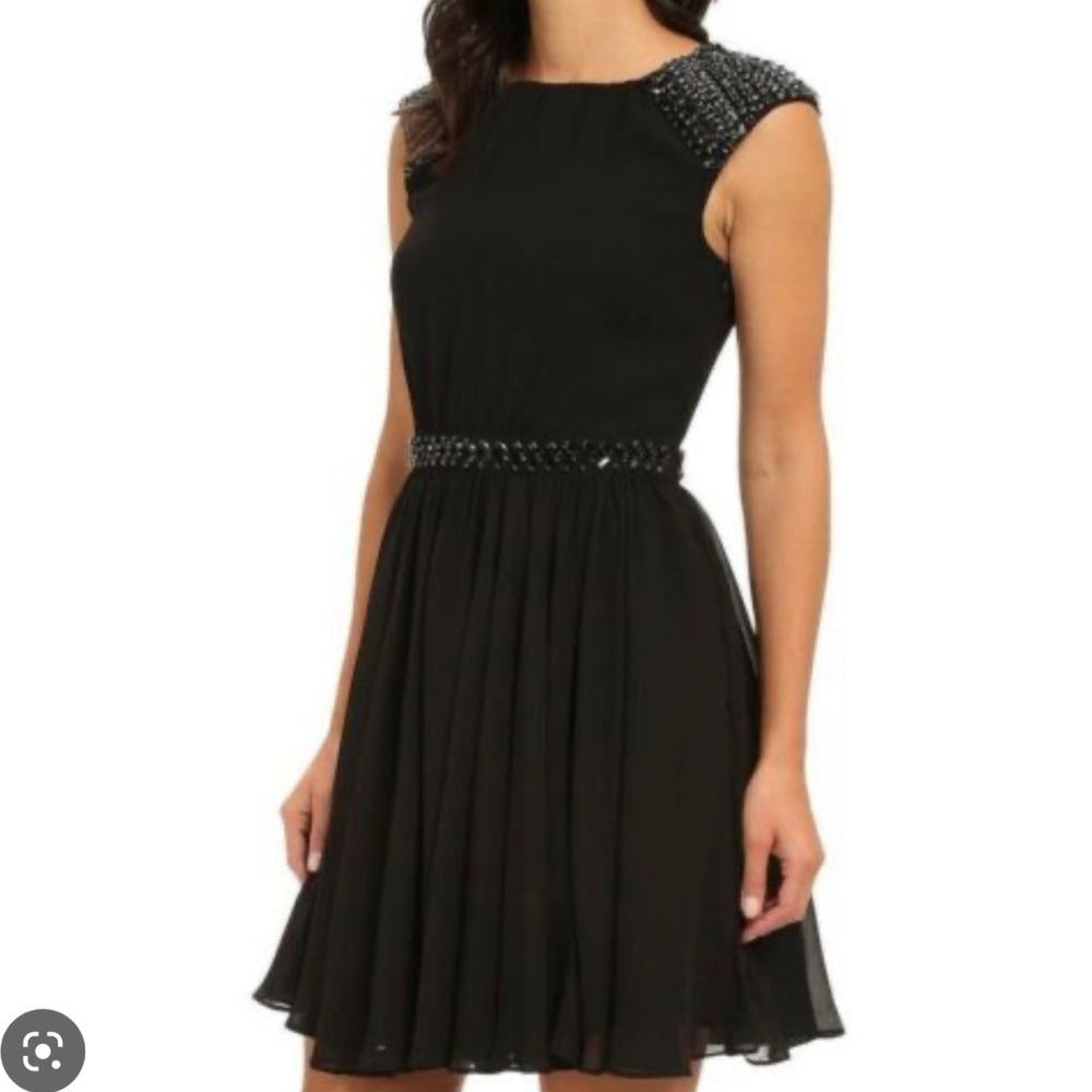 Ted Baker Black embellished fit and flare dress size 2